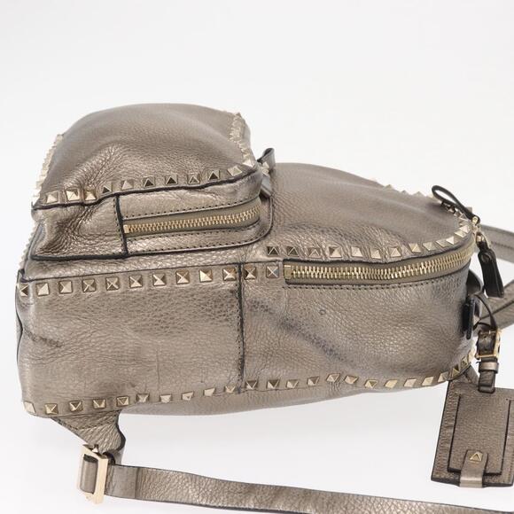 VALENTINO Rock Studs Backpack Leather Silver Gold Auth BA9400 main image 9